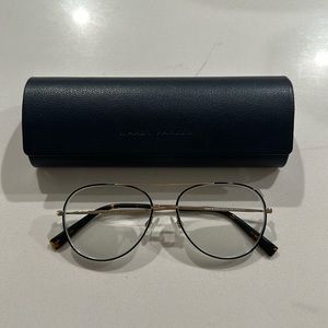 Warby Parker York Black and Gold Eyeglasses Rx right and left -3.75